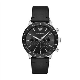 Emporio Armani Hommes Chronographe Quartz Montre avec Bracelet en Cuir
