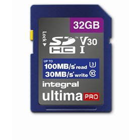 Integral Carte Mémoire 32 Go SDxC Premium Très Haute Vitesse jusqu'à 100 Mo/s en Lecture, 30 Mo/s en Ecriture, Classe 10 V30 UHS