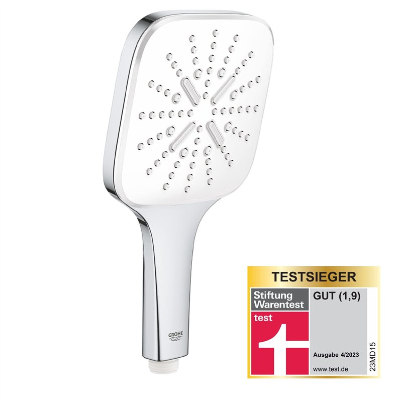 GROHE Vitalio SmartActive 130 Cube Pommeau de douche 3 jets, Douchette 130mm, Economie d'eau, Facile à installer et à nettoyer,