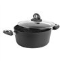 Sitram 711707, Faitout Granité diam. 24 cm en aluminium forgé revêtement noir anti-adhérent sans PFOA - aspect pierre - couvercl