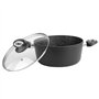 Sitram 711707, Faitout Granité diam. 24 cm en aluminium forgé revêtement noir anti-adhérent sans PFOA - aspect pierre - couvercl
