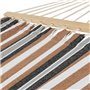 IDMarket - Hamac XL avec Support Bois et Toile rayée Noire, Blanche et Chocolat