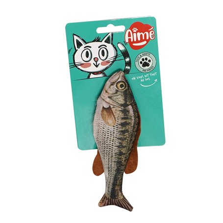Aimé | Jouet pour Chat | Peluche en Forme de Poisson pour Chat | Contient de l'herbe à Chat | Jouet Intéractif à Apparence Réell