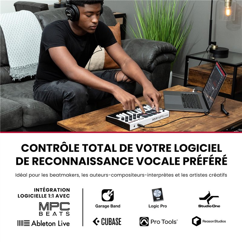 Image secondaire de Akai Professional MPK Mini MK3 - Clavier MIDI USB Portable avec 25 Touches, 8 Pads de Batterie, Logiciels et Native Instruments