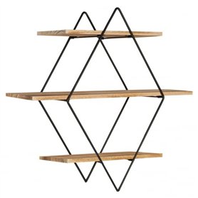 IDMarket - Etagère murale losange LILY 3 niveaux bois et métal design industriel