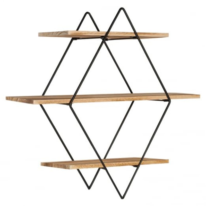 IDMarket - Etagère murale losange LILY 3 niveaux bois et métal design industriel