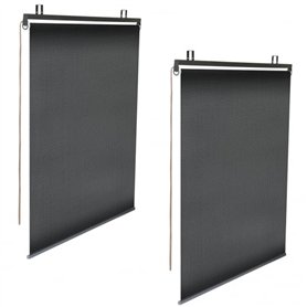 IDMarket - Lot de 2 Stores enrouleurs tamisants L.124 x H. 225 CM pour pergola Noir
