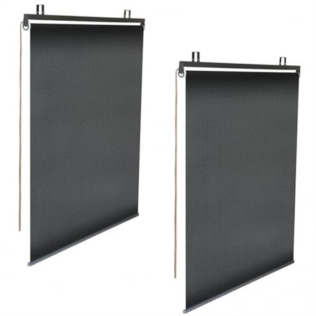 IDMarket - Lot de 2 Stores enrouleurs tamisants L.124 x H. 225 CM pour pergola Noir