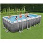 Bestway Power Steel Frame Pool Kit Complet avec Pompe de Filtration 549 x 274 x 122 cm Aspect rotin (Gris Ardoise), carré