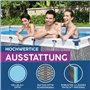 Bestway Power Steel Frame Pool Kit Complet avec Pompe de Filtration 549 x 274 x 122 cm Aspect rotin (Gris Ardoise), carré