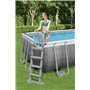 Bestway Power Steel Frame Pool Kit Complet avec Pompe de Filtration 549 x 274 x 122 cm Aspect rotin (Gris Ardoise), carré