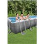 Bestway Power Steel Frame Pool Kit Complet avec Pompe de Filtration 549 x 274 x 122 cm Aspect rotin (Gris Ardoise), carré
