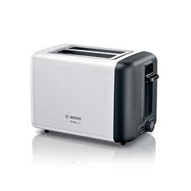 Bosch TAT3P421DE DesignLine Grille-pain compact, fonction décongélation/réchauffage, grille réchauffe-viennoiseries escamotable,