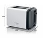 Bosch TAT3P421DE DesignLine Grille-pain compact, fonction décongélation/réchauffage, grille réchauffe-viennoiseries escamotable,