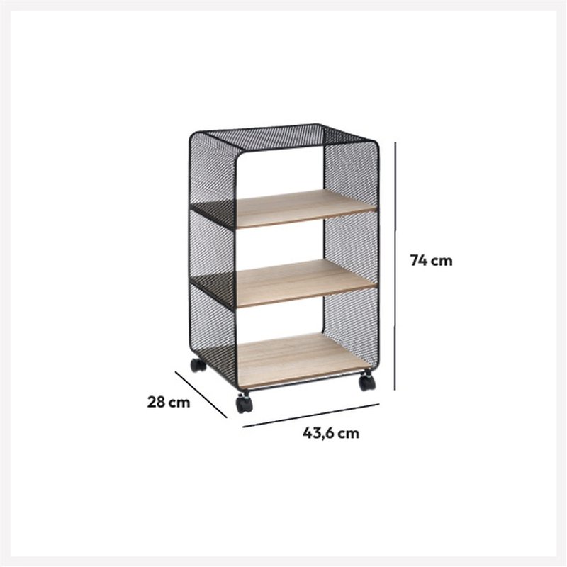 Image secondaire de etagere metal / bois 3 cases, noir
