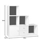 IDMarket - Meuble de Rangement en escalier Liam 3 Niveaux Bois Blanc Fond Gris avec Porte et tiroirs