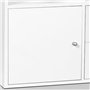 IDMarket - Meuble de Rangement en escalier Liam 3 Niveaux Bois Blanc Fond Gris avec Porte et tiroirs