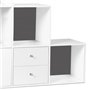 IDMarket - Meuble de Rangement en escalier Liam 3 Niveaux Bois Blanc Fond Gris avec Porte et tiroirs