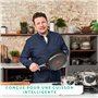 Tefal Jamie Olivers Cook's Direct Inox Lot de 3 poêles 20/24/28 cm, Induction, Revêtement antiadhésif, Indicateur de cuisson, Po