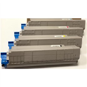 Toner OKI 44059253 4 5 6 pour MC861 n dn cdtn MC 861 - Noir, Jaune, Magenta, Cyan - 10.000 Pages - Régénéré Made in Italy