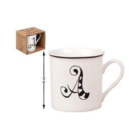 Atosa Tasse en céramique blanche 310 ml 9 x 9 x 9 cm lettre V