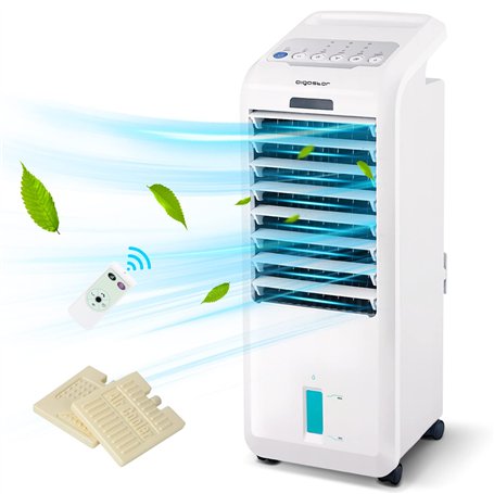 Aigostar Koud rafraichisseur d'air, Climatiseur Portable, Climatiseur Mobile avec Télécommande. 55W, 3 Vitesses. Grand Angle Osc
