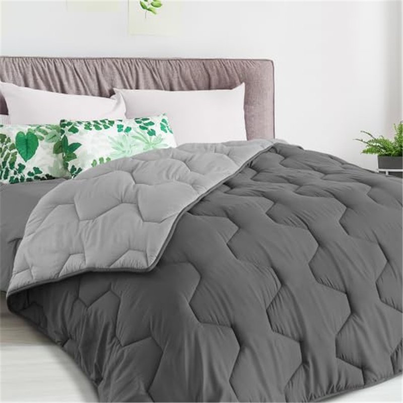 Image secondaire de IDMarket - Couette 140x200 CM Abby Bicolore Gris Clair et Gris 300 GR