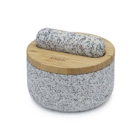 Joseph Joseph Dash Pilon et Mortier Cusine en Pierre, Granit naturel avec couvercle en bambou, outil de broyage pour moudre les 