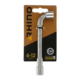 RHINO - Clés tubulaires et à Pipe, Clé à Pipe débouchée 10 mm - Diamètre 10 mm - Empreinte 6/12 pans - Fabriqué en Acier (Chrome