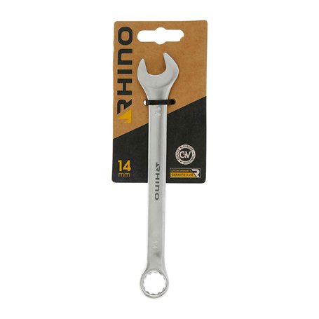 RHINO - Clé Mixte 14 mm, clé de Serrage, clé à Anneau et clé à Fourche combinés - Diamètre 14 mm - Haute qualité - Fabriqué en A