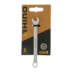 RHINO - Clé Mixte 8 mm, clé de Serrage, clé à Anneau et clé à Fourche combinés - Diamètre 8 mm - Haute qualité - Fabriqué en Aci