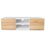 IDMarket - Meuble TV 113 cm ELI Blanc Portes façon hêtre