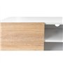 IDMarket - Meuble TV 113 cm ELI Blanc Portes façon hêtre