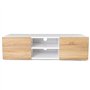 IDMarket - Meuble TV 113 cm ELI Blanc Portes façon hêtre