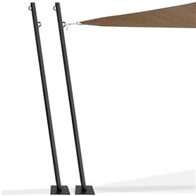 IDMarket - Lot de 2 mâts de Fixation pour Voile d'ombrage H.220 CM poteaux et Bases Acier