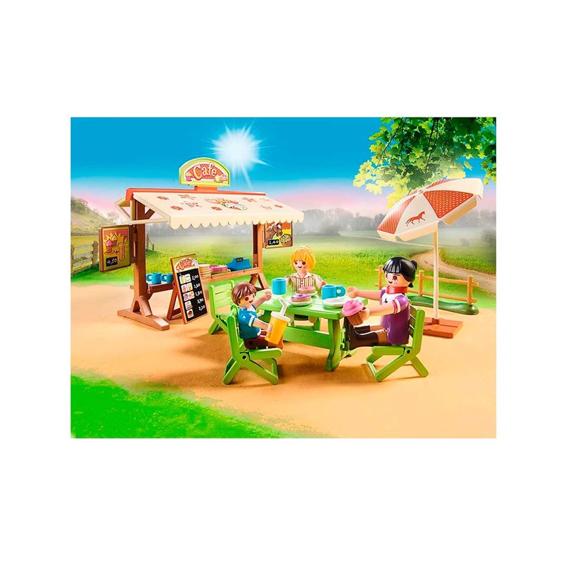 Image secondaire de Playmobil 70519 Café du Poney Club - Country - avec Trois Personnages, Un Lieu pour Boire et Manger, Un Poney et Un Poulain - Un