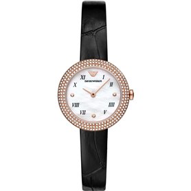 Emporio Armani Montre pour femmes, mouvement à deux aiguilles, boîtier en acier inoxydable or rose de 30 mm avec bracelet en cui