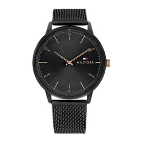 Tommy Hilfiger Montre Analogique à Quartz pour Homme avec Bracelet Milanais en Acier Inoxydable Noir - 1791845