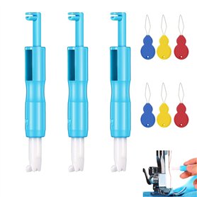 3 Pièces d'Enfile-Aiguille Pour Machine à Coudre, Enfileur Automatique, Insert d'Aide à l'Enfilage d'Aiguille Fixe (Bleu)
