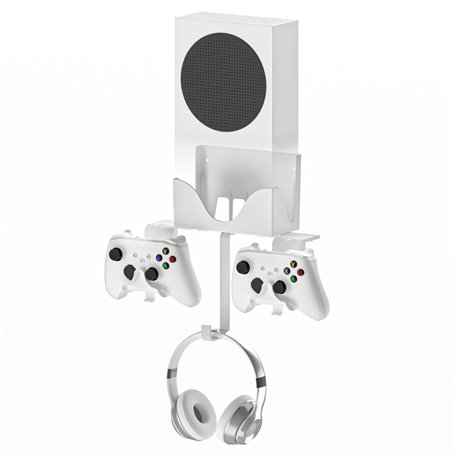 Hosanwell Support Mural Xbox Series S Ensemble pour Contrôleur, Console et Casque, Support Solide avec Tapis Antidérapant, Encoc