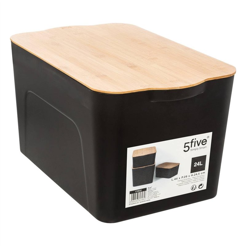 Image secondaire de 5five Simply Smart Boîte de rangement en plastique avec couvercle en bambou 24 l