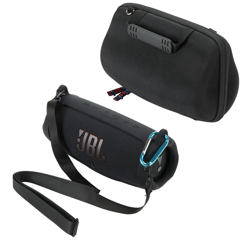 Khanka Dur Étui de Voyage +Silicone Housse Rigide Cas avec Bandoulière pour JBL Charge 5 Enceinte Bluetooth Portable Speaker.(No