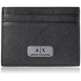 Armani Exchange A|X Porte-Cartes en Cuir Saffiano avec Logo Noir