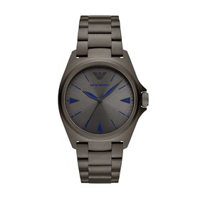 Emporio Armani Montre pour homme, mouvement à trois aiguilles, boîtier en acier inoxydable Gunmetal de 40 mm avec bracelet en ac