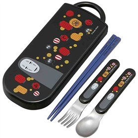 Spirited Away Ensemble d'ustensiles – Comprend fourchette, cuillère, baguettes et étui de transport – Design japonais authentiqu