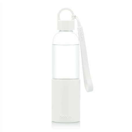 Bodum 12053-913B MELIOR Gourde à emporter en verre, manchon silicone couleur, bouchon à vis, 0.5 l Blanc