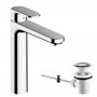 hansgrohe Vernis Blend - Mitigeur de lavabo sans tirette ni vidage, Robinet de salle de bain avec hauteur sous bec 100 mm, écono