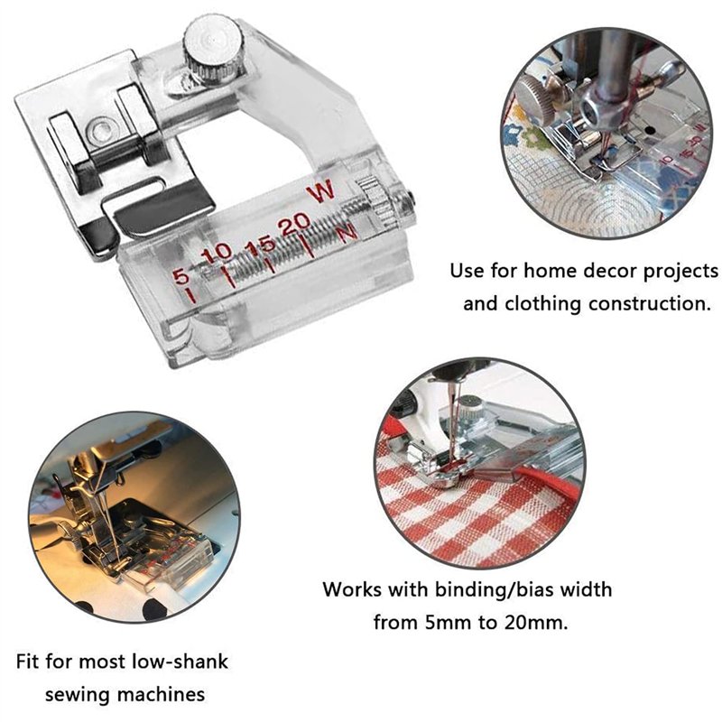 Image secondaire de Pied de presse à ruban réglable de 5 mm à 20 mm - Pour tous les modèles Singer, Brother, Babylock, Euro-Pro, Janome, Kenmore, Wh