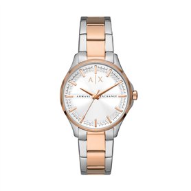 Armani Exchange Montre pour femme , mouvement à trois aiguilles, boîtier en acier inoxydable 2T argent/rose de 36 mm avec bracel