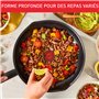 Tefal Lot 3 poêles 20/24/28 cm, Non induction, Revêtement antiadhésif sûr, Sans PFOA, Forme profonde, Bec verseur, Fonction Ther